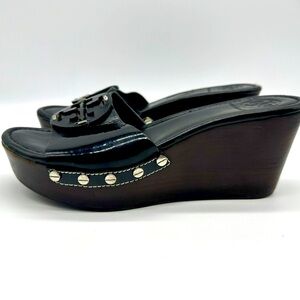 Tory Burch Black Wedge Sandals